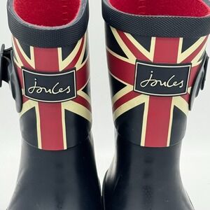 JOULES navy Blue Union Jack British Rubber Wellies Rainboots. Youth 10
